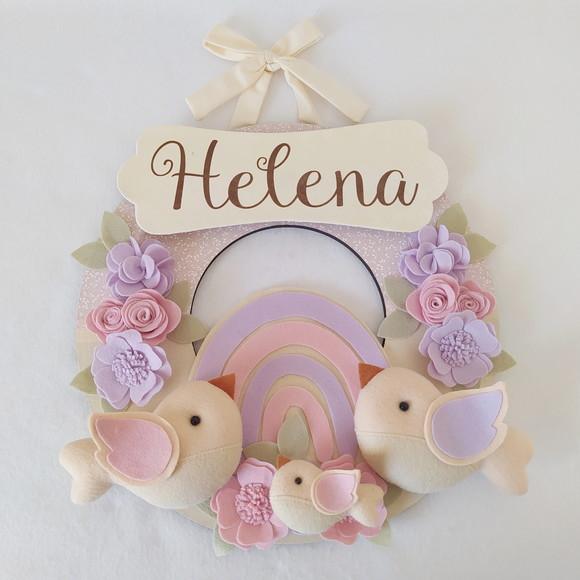 Guirlanda Passarinhos Lilás e Rosa Bebê Arco-íris- Helena