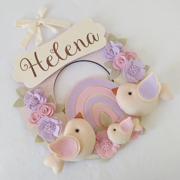 Guirlanda Passarinhos Lilás e Rosa Bebê Arco-íris- Helena