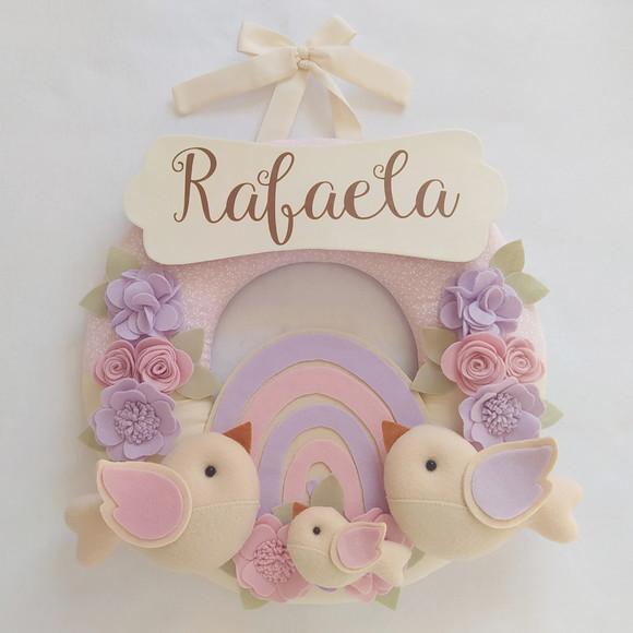 Guirlanda Passarinhos Lilás e Rosa Bebê Arco-íris- Rafaela