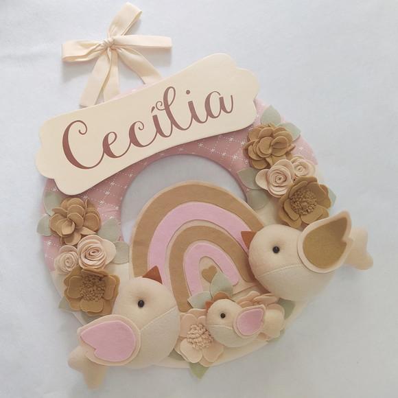 Guirlanda Passarinhos Nude Bebê Arco-íris- Cecília