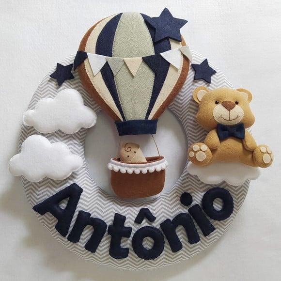 Guirlanda Porta de Maternidade Balão e Ursinho - Antônio