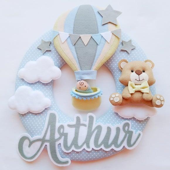 Guirlanda Porta de Maternidade Balão e Ursinho - Arthur