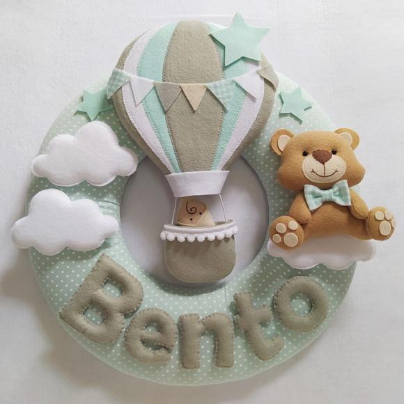 Guirlanda Porta de Maternidade Balão e Ursinho - Bento