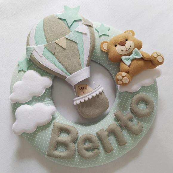 Guirlanda Porta de Maternidade Balão e Ursinho - Bento
