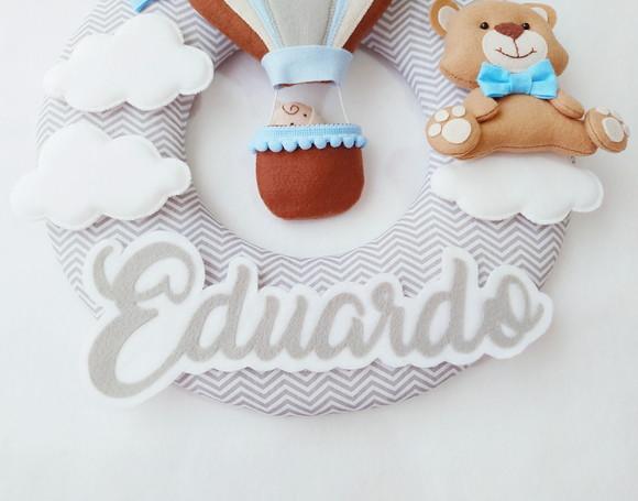 Guirlanda Porta de Maternidade Balão e Ursinho - Eduardo