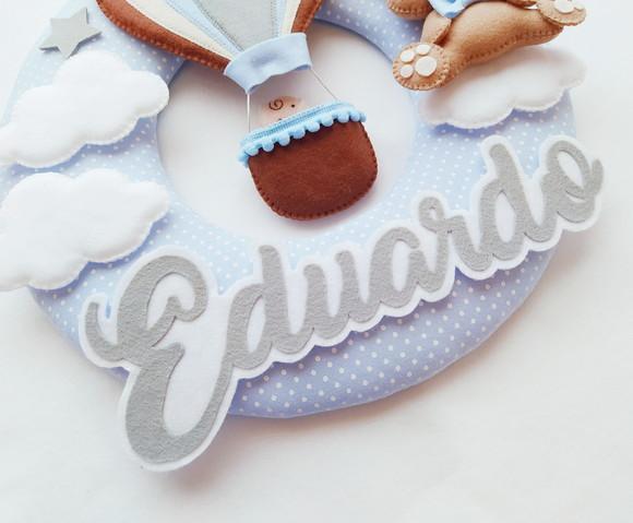Guirlanda Porta de Maternidade Balão e Ursinho - Eduardo