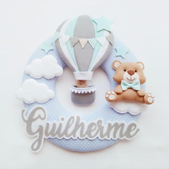 Guirlanda Porta de Maternidade Balão e Ursinho - Guilherme