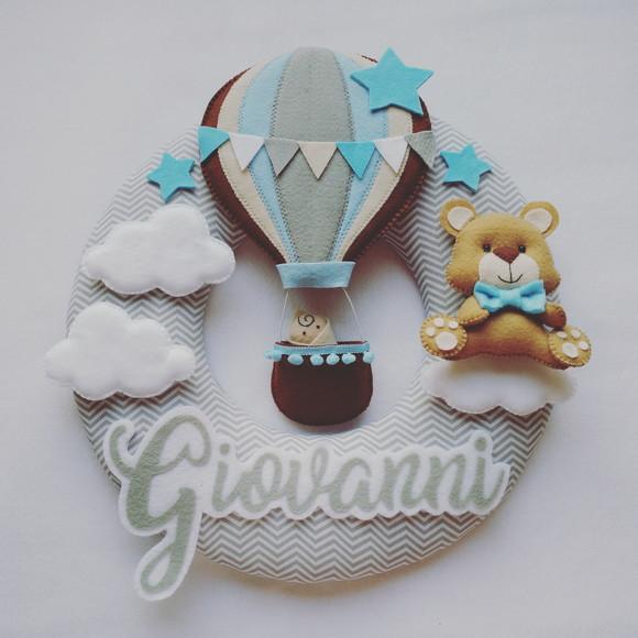 Guirlanda Porta de Maternidade Balão e Ursinho - Giovanni