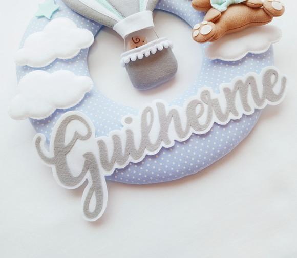 Guirlanda Porta de Maternidade Balão e Ursinho - Guilherme