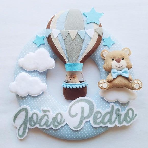 Guirlanda Porta de Maternidade Balão e Ursinho - João Pedro