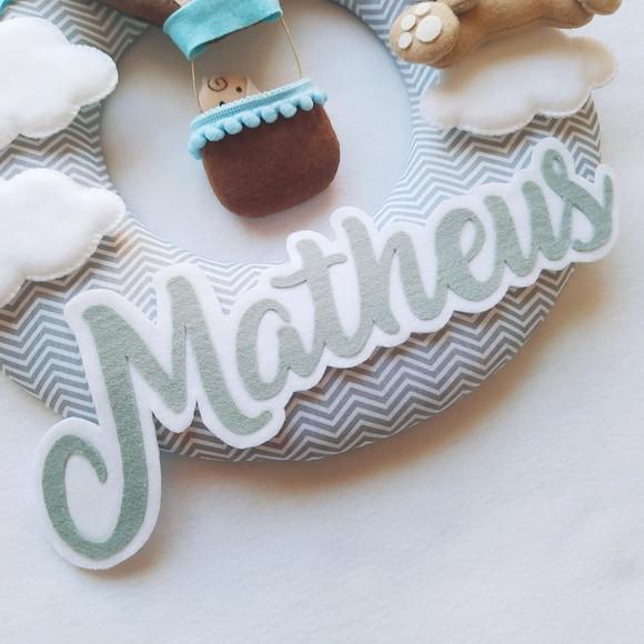 Guirlanda Porta de Maternidade Balão e Ursinho - Matheus