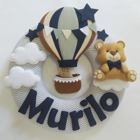 Guirlanda Porta de Maternidade Balão e Ursinho - Murilo