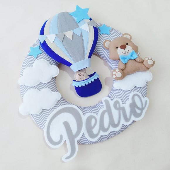 Guirlanda Porta de Maternidade Balão e Ursinho - Pedro