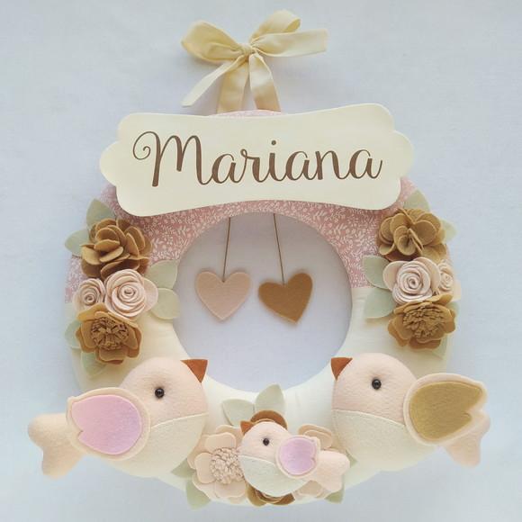 Guirlanda Porta de Maternidade Passarinhos Nude - Mariana