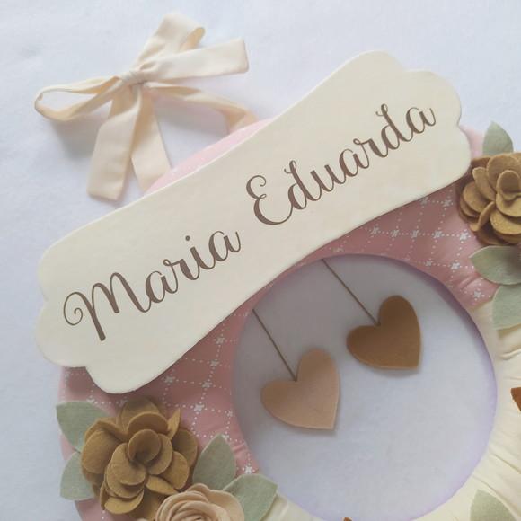 Guirlanda Porta de Maternidade Passarinhos Nude - Maria Eduarda