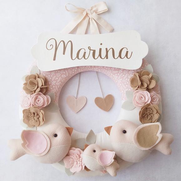Guirlanda Porta de Maternidade Passarinhos Nude - Marina