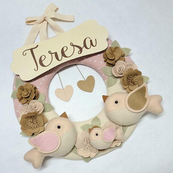Guirlanda Porta de Maternidade Passarinhos Nude - Teresa