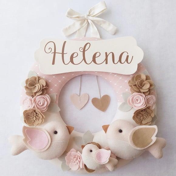 Guirlanda Porta de Maternidade Passarinhos Nude - Helena