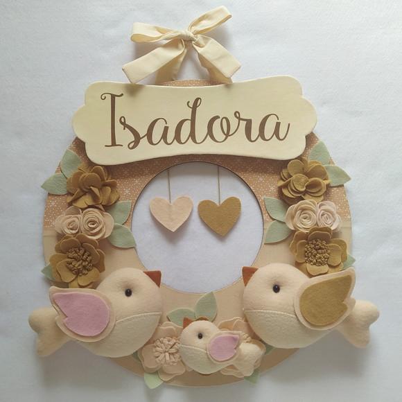 Guirlanda Porta de Maternidade Passarinhos Nude - Isadora