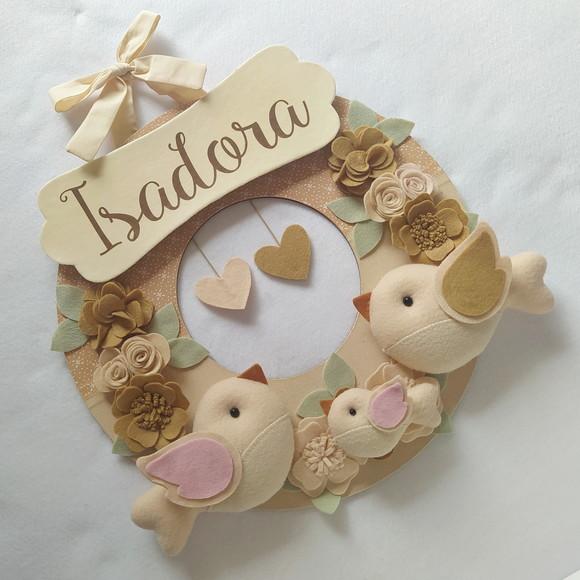 Guirlanda Porta de Maternidade Passarinhos Nude - Isadora