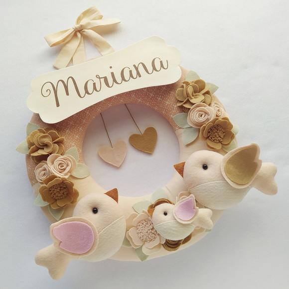 Guirlanda Porta de Maternidade Passarinhos Nude - Mariana