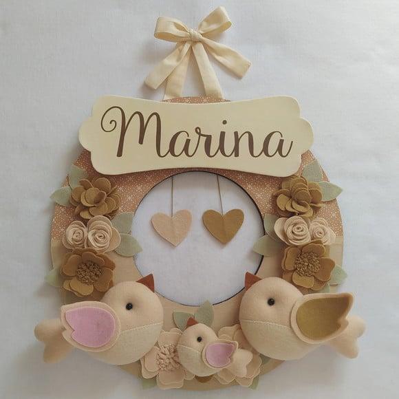 Guirlanda Porta de Maternidade Passarinhos Nude - Marina