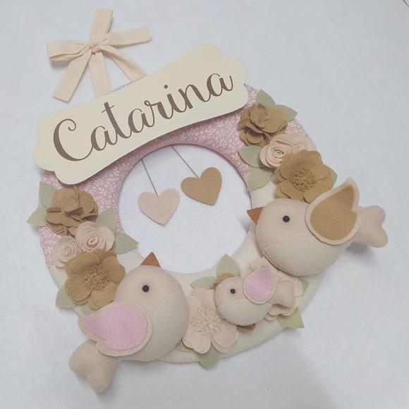 Guirlanda Porta de Maternidade Passarinhos Nude Catarina