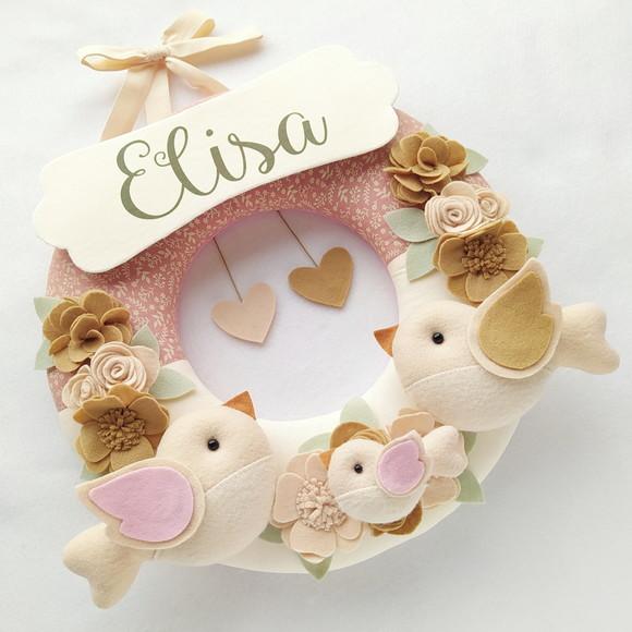 Guirlanda Porta de Maternidade Passarinhos Nude Elisa