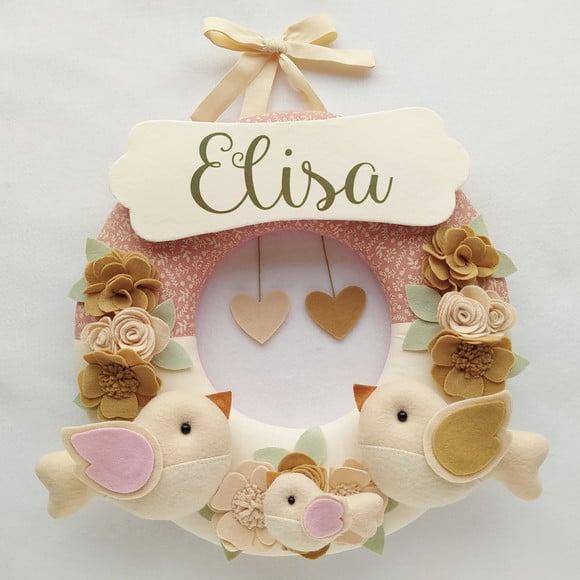 Guirlanda Porta de Maternidade Passarinhos Nude Elisa