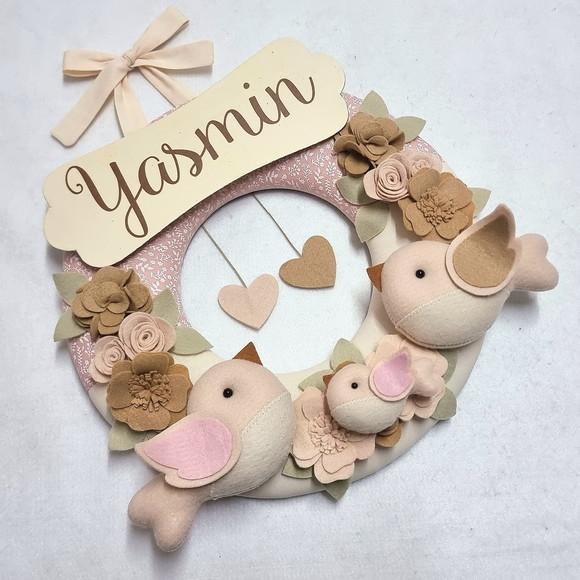 Guirlanda Porta de Maternidade Passarinhos Nude Yasmin