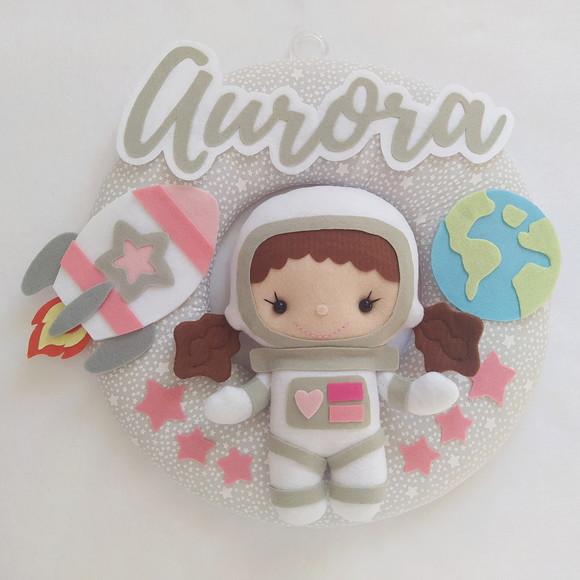 Guirlanda Porta Maternidade Astronauta e Foguete - Aurora