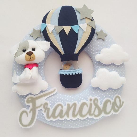 Guirlanda Porta Maternidade Balão e Cachorrinho - Francisco