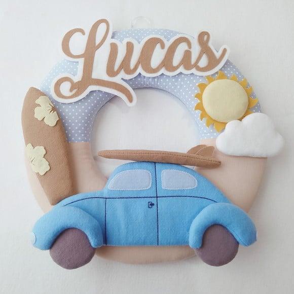 Guirlanda Surf ou Praia: Prancha, Fusca, Sol e Nuvem - Lucas