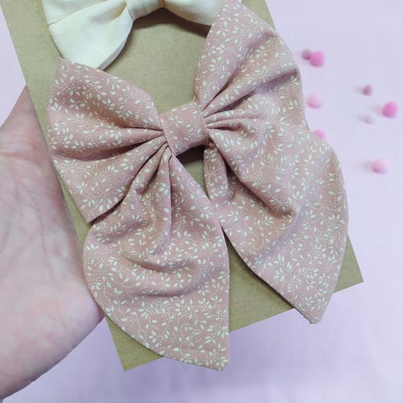 Kit 3 Laços Isa P, Libélula e Bella m - Tons de Rosé e Creme