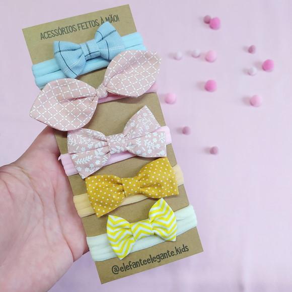 Kit 5 Faixinhas Laço Baby - Laços Borboleta, Libélula e Isa
