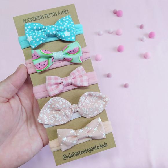 Kit 5 Faixinhas Laços Baby - Laços Borboleta e Isa