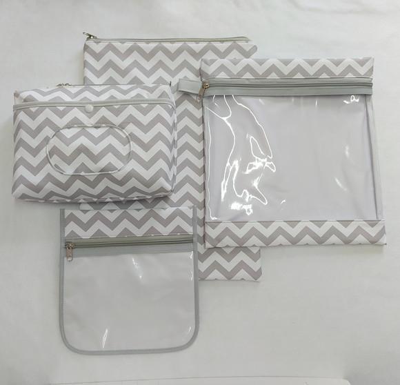 Kit Escolinha Creche para Organização - Chevron Cinza