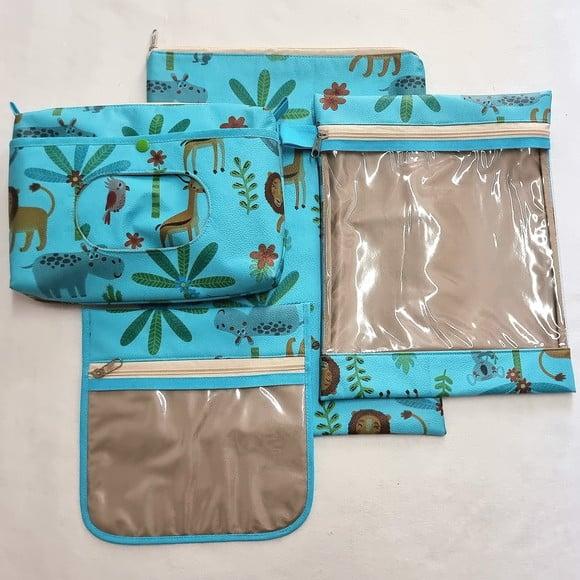 Kit Escolinha Creche para Organização - Safari Turquesa
