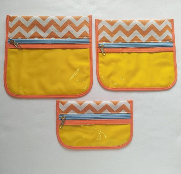 Kit Organizadores Multiuso Bolsa do Bebê - Chevron Laranja