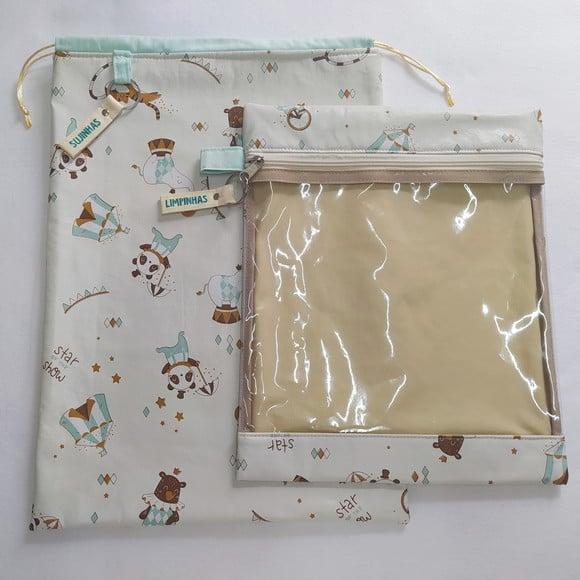Kit Organizadores Roupa Limpa e Suja - Circo Animais Retrô