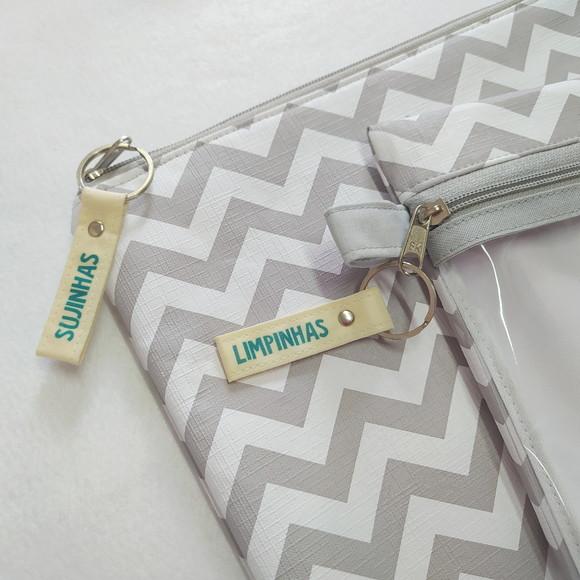 Kit Organizadores Roupa Limpa e Suja - Chevron Cinza
