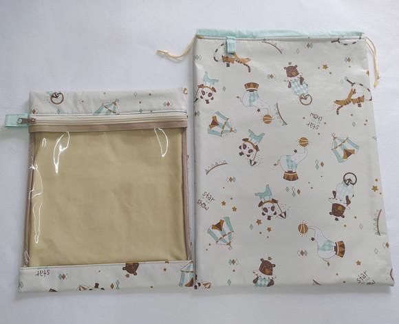 Kit Organizadores Roupa Limpa e Suja - Circo Animais Retrô