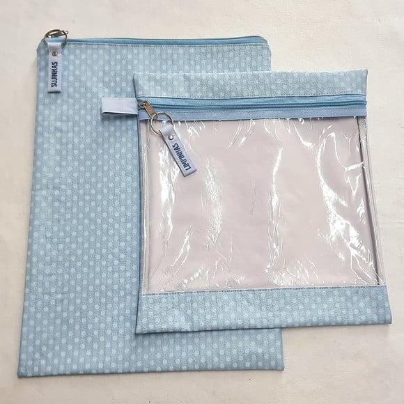 Kit Organizadores Roupa Limpa e Suja - Poá Azul Bebê