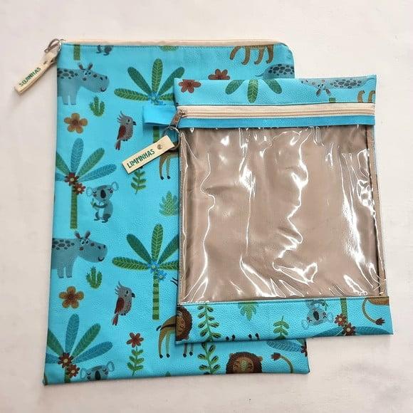 Kit Organizadores Roupa Limpa e Suja - Safari Turquesa