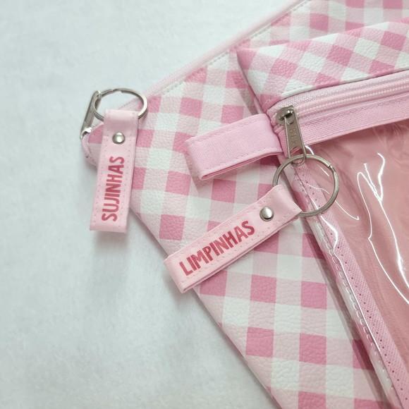 Kit Organizadores Roupa Limpa e Suja - Xadrez Rosa