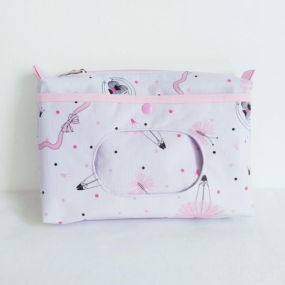Necessaire Porta Fraldas e Lenço Umedecido - Bailarinas
