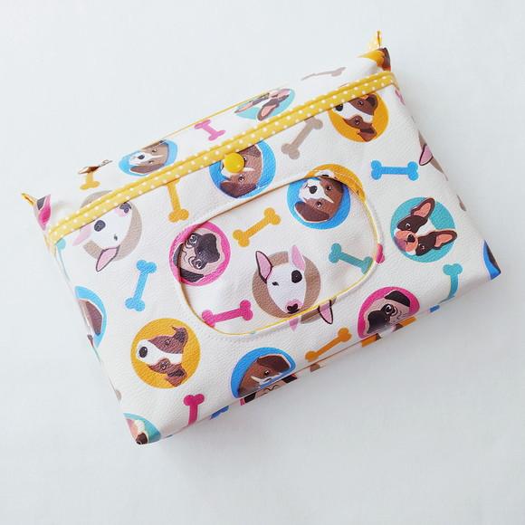Necessaire Porta Fraldas e Lenço Umedecido - Cachorrinhos