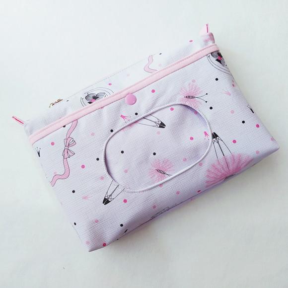 Necessaire Porta Fraldas e Lenço Umedecido - Bailarinas