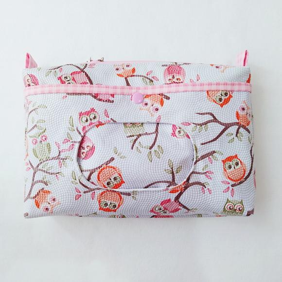 Necessaire Porta Fraldas e Lenço Umedecido - Corujas