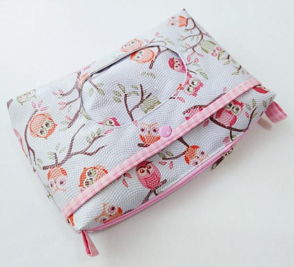 Necessaire Porta Fraldas e Lenço Umedecido - Corujas